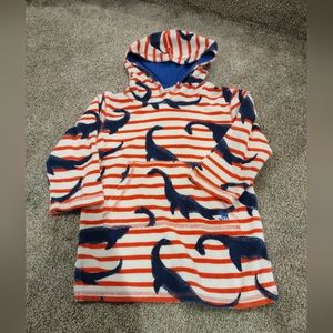 Mini Boden size 4-5, swim coverup, red and white stripe, navy sharks